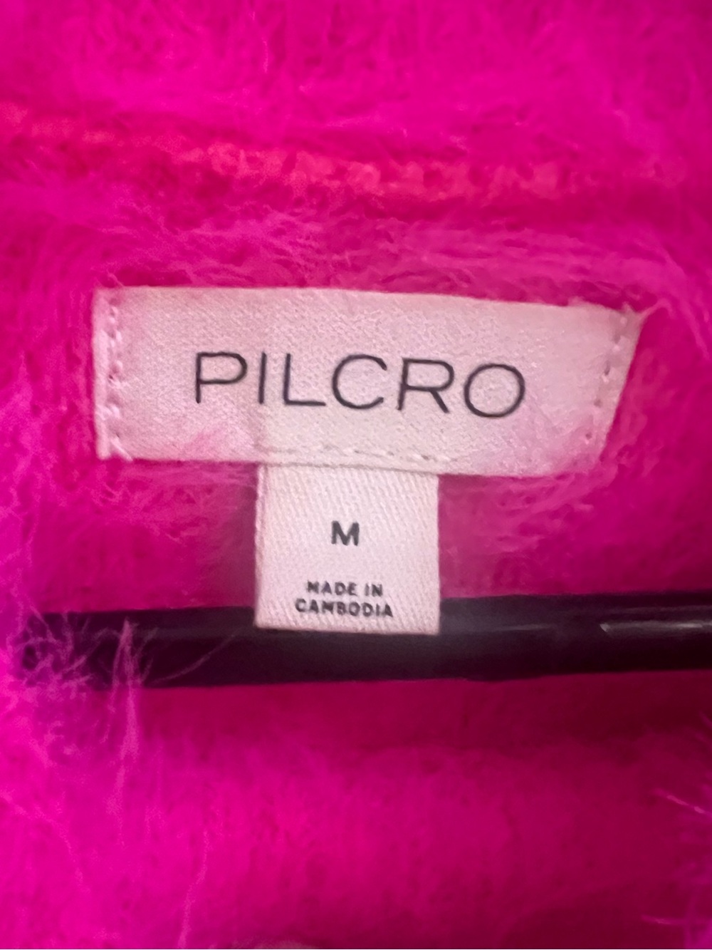 Pilcro Hot Pink Fuzzy Short Sleeve Top - Picture 3 of 3